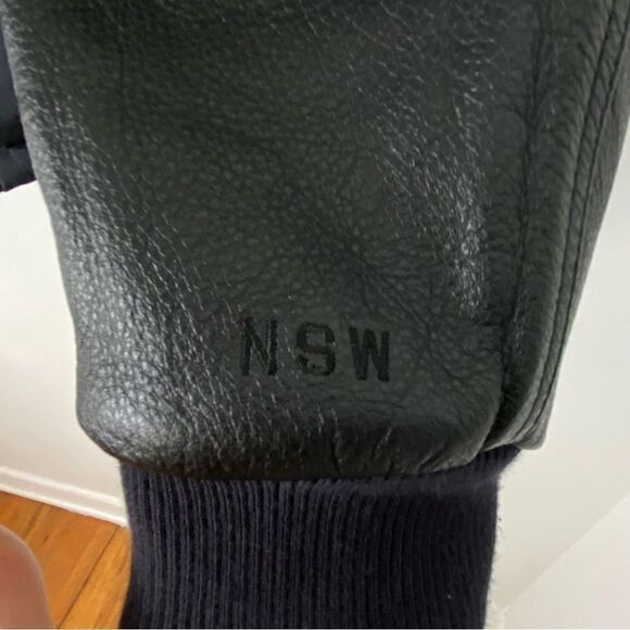 Nike Mens NSW Sportswear Destroyer Varsity Bomber Jacket Leather/Nylon Down XL - Picture 5 of 16